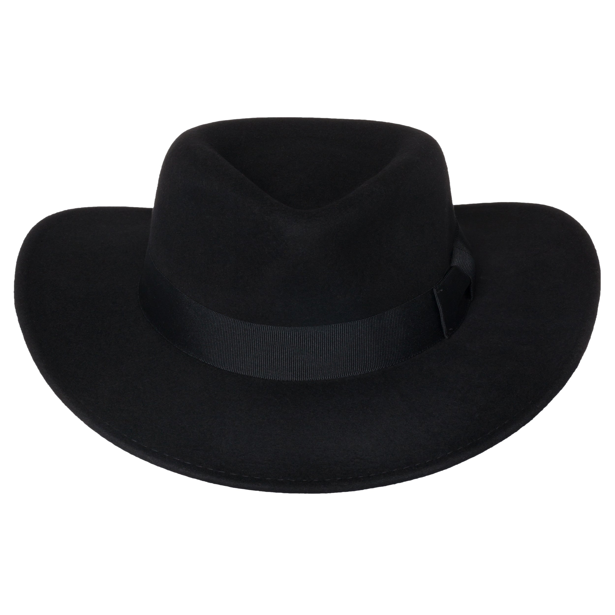 Premium Wool Felt Indiana Jones Fedora Hat w/Grosgrain Band Crush-able  Outback