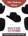 Men’s Outback Wool Cowboy Hat |Dakota Black Shapeable Western Felt by Silver Canyon