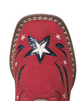Children Western Kids Cowboy Boot | Star Glitter Toddler Red Americana Flag for Girls by Silver Canyon