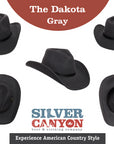 Men’s Outback Wool Cowboy Hat |Dakota Gray Shapeable Western Felt by Silver Canyon