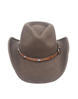 Western Hat Band for Cowboy Hats by Silver Canyon, Brown Leather with Diamond Concho and Studs