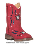 Children Western Kids Cowboy Boot | Star Glitter Toddler Red Americana Flag for Girls by Silver Canyon