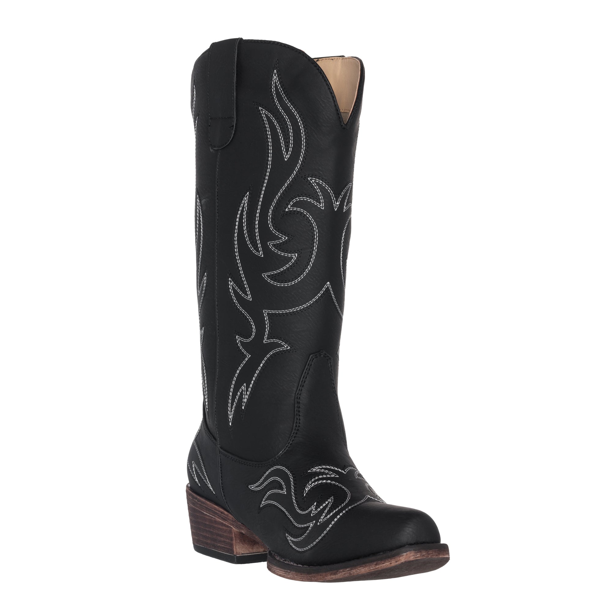 Women&#39;s Western Cowgirl Cowboy Boot | Black Reno Square Snip Toe by Silver Canyon