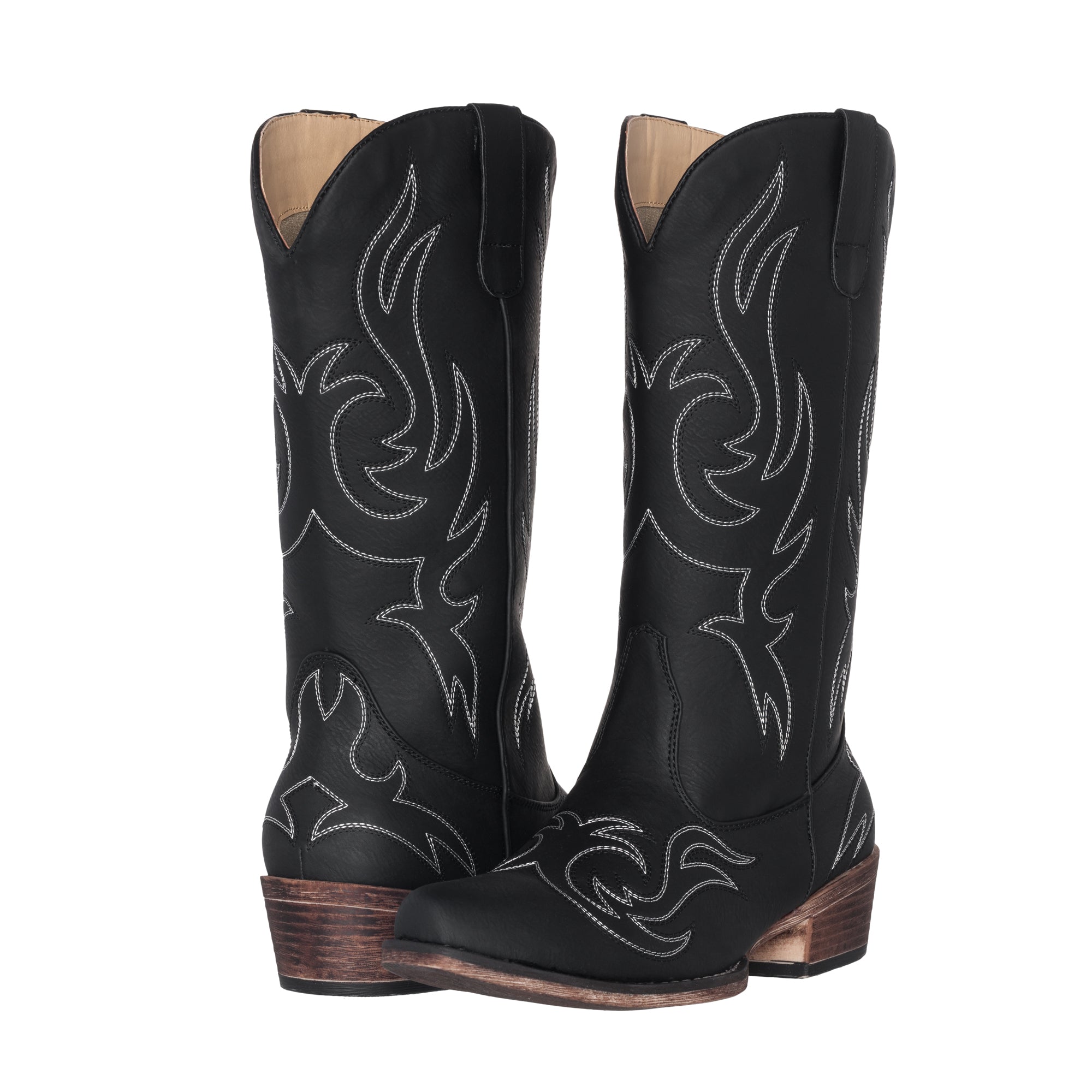 Women&#39;s Western Cowgirl Cowboy Boot | Black Reno Square Snip Toe by Silver Canyon