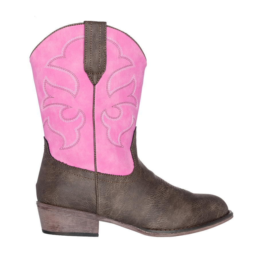 Children Western Kids Cowboy Boot | Monterey Pink Brown for Girls by Silver Canyon