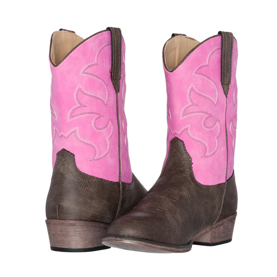 Children Western Kids Cowboy Boot | Youth Monterey Pink Brown for Girls by Silver Canyon