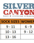 Silver Canyon Western Comfort Cowboy Boot Sock, Over the Calf, (3 Pack)