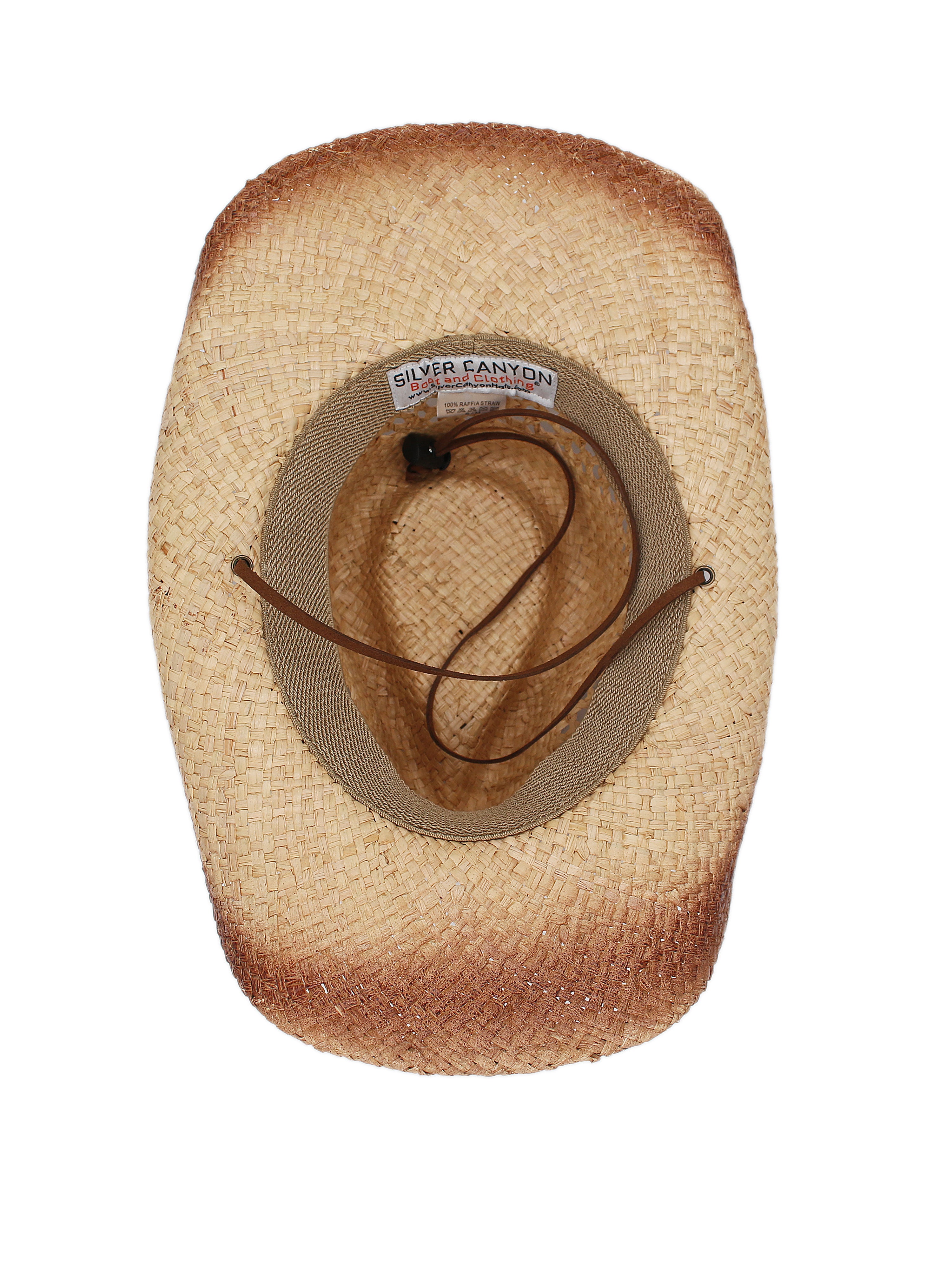 Silver Canyon Men&#39;s Tucson Raffia Straw Cowboy Sun Hat w/ Chin Strap - Natural