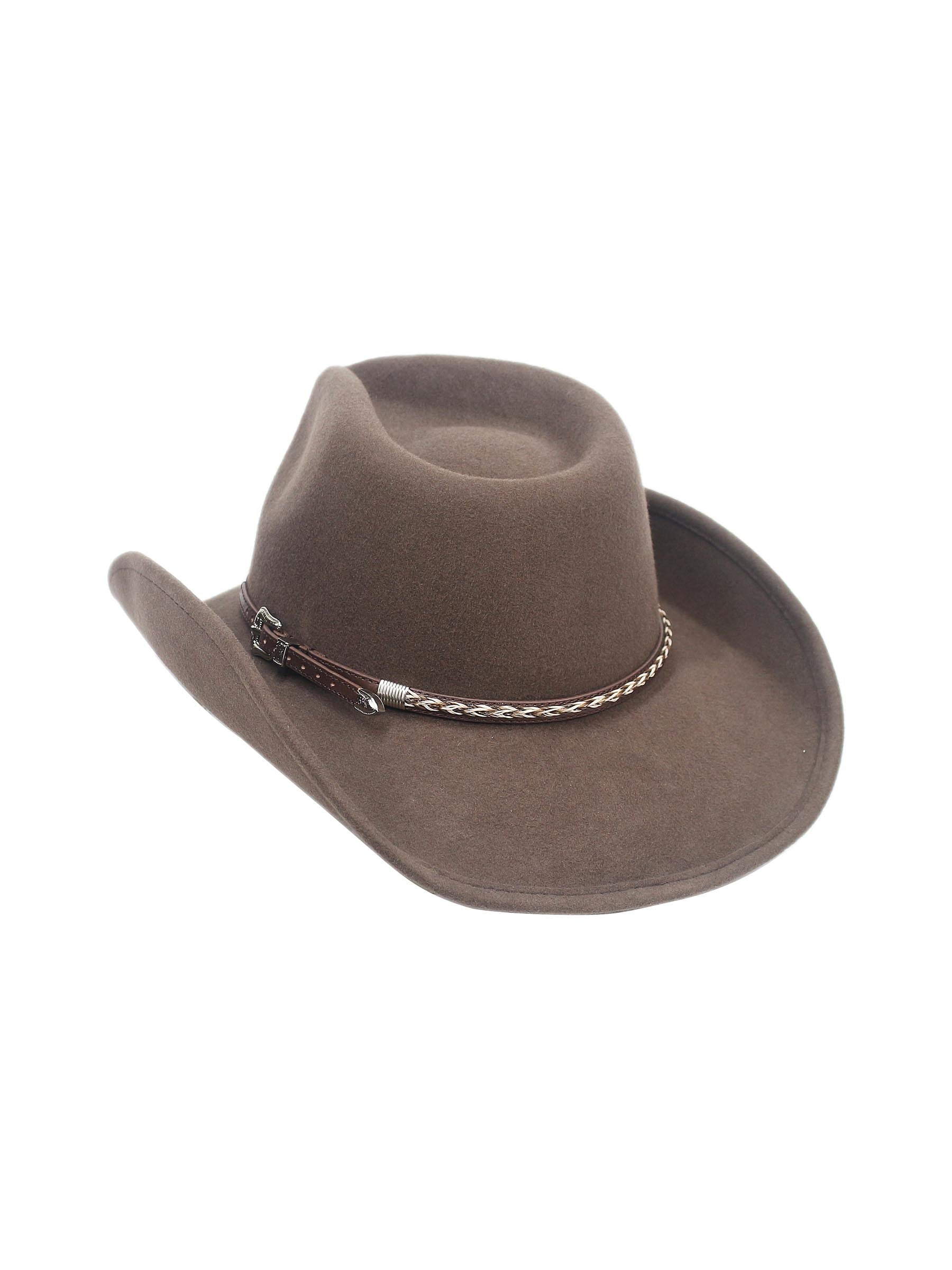 Western Hat Band for Cowboy Hats by Silver Canyon, Black Leather with Tan, Brown, Natural Braided Horsehair