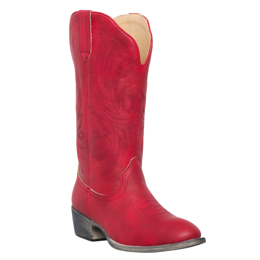 Women's Western Cowgirl Cowboy Boot | Red Cimmaron Round Toe by Silver Canyon