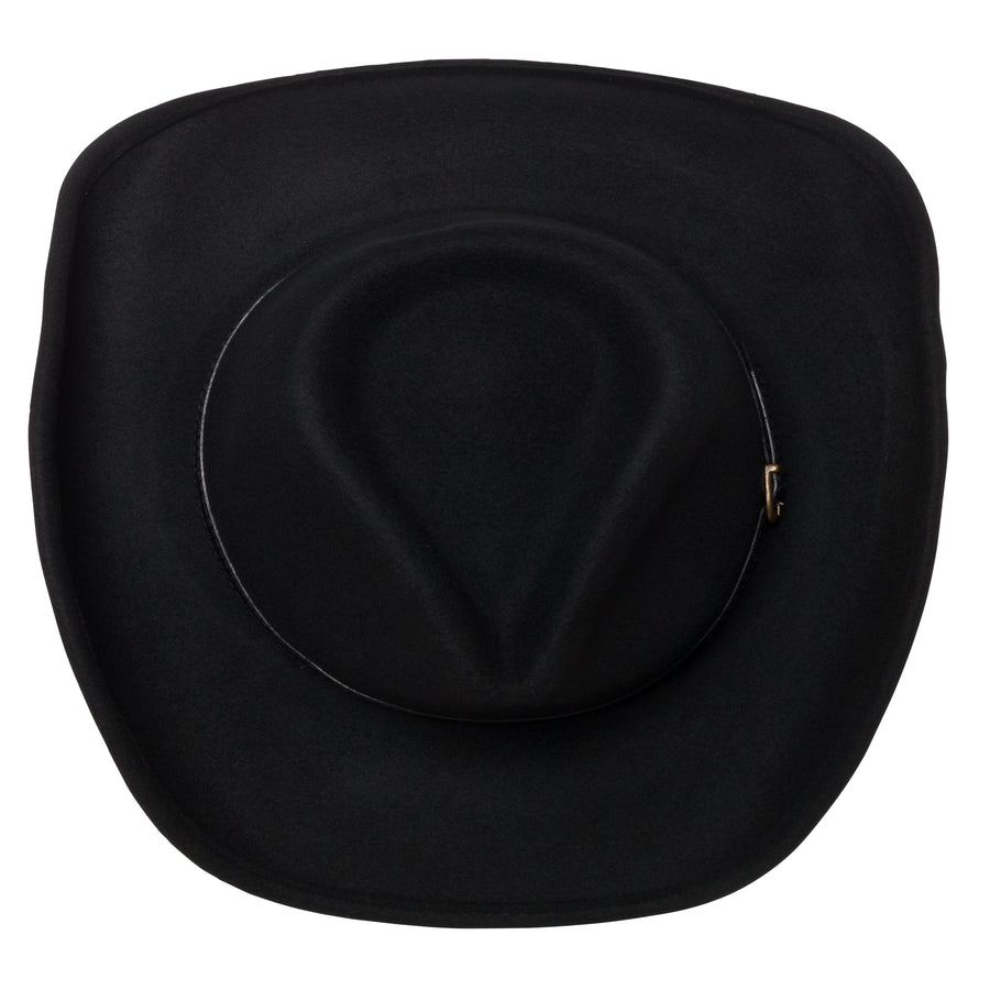 Men’s Outback Wool Cowboy Hat |Dakota Black Shapeable Western Felt by Silver Canyon