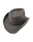 Western Hat Band for Cowboy Hats by Silver Canyon, Black Leather with Silver Star Concho and Studs