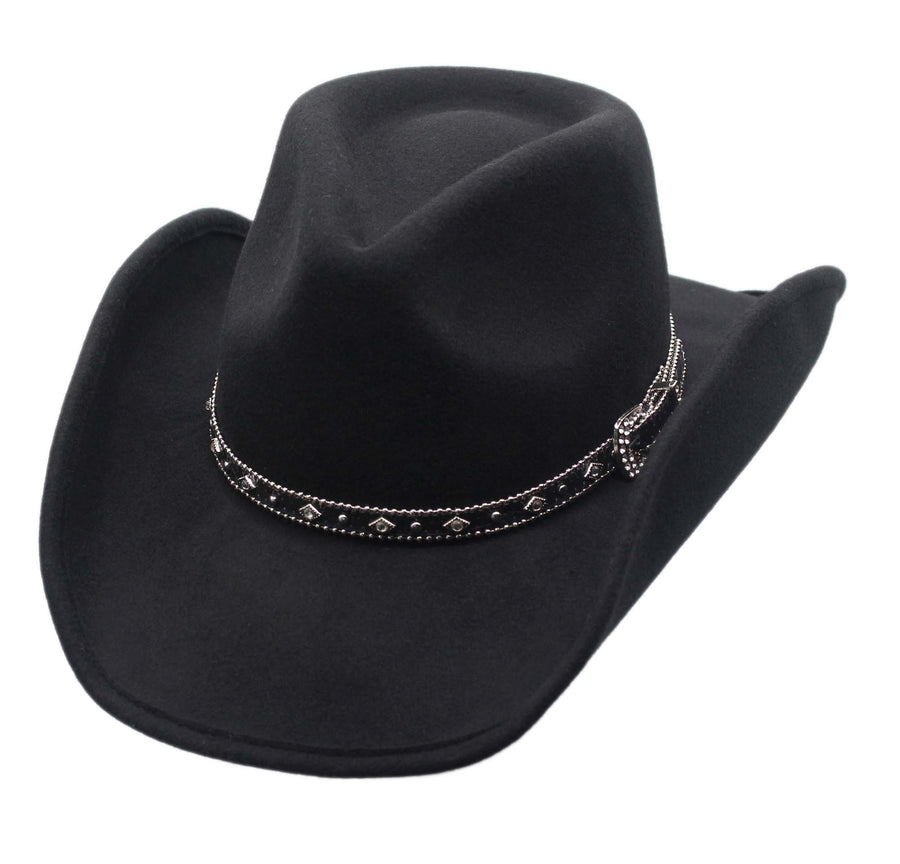Men’s Wool Cowboy Hat Silverado Shapeable Western Felt Hats by Silver Canyon-Black