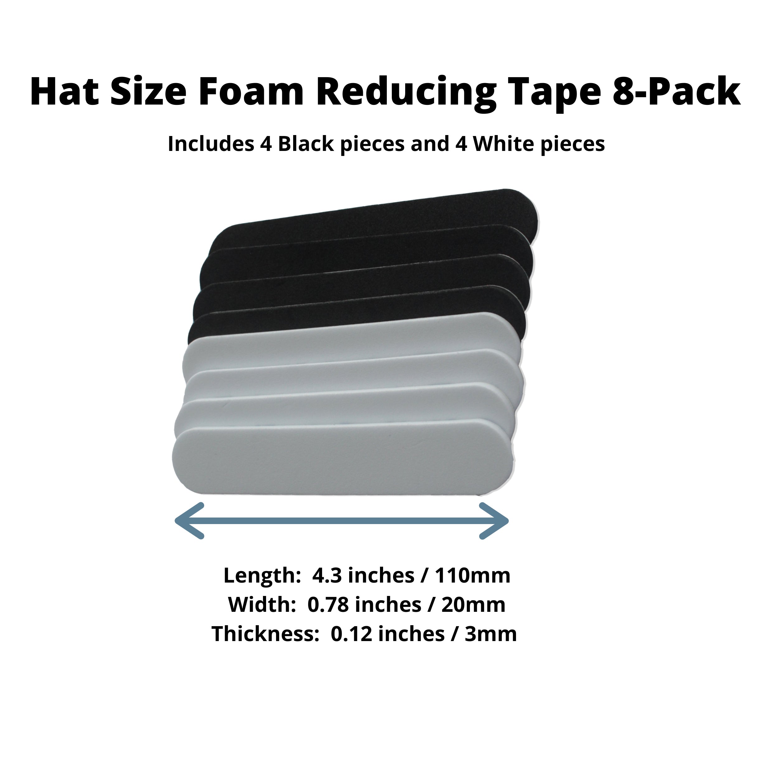 20 Pieces Hat Size Reducers, Hat Sizing Foam Reducing Tape Foam Insert/Unisex  Self-Adhesive Sizing Tape for Cowboy Baseball Fedora Stetson etc Black and  White at  Men's Clothing store