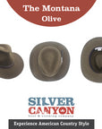 Montana Crushable Wool Felt Western Style Cowboy Hat by Silver Canyon, Olive