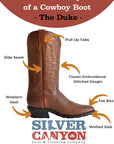 Mens Western Leather Cowboy Boots, Duke Heritage Round Toe by Silver Canyon, Black