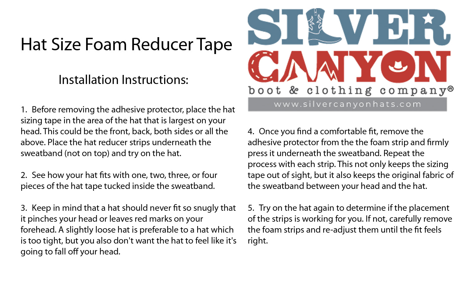 Hat Foam Size Reducer and Resizer Tape, 8-pack (4 Black, 4 White) by Silver Canyon for Cowboy Hats, Fedora, Helmets and Caps