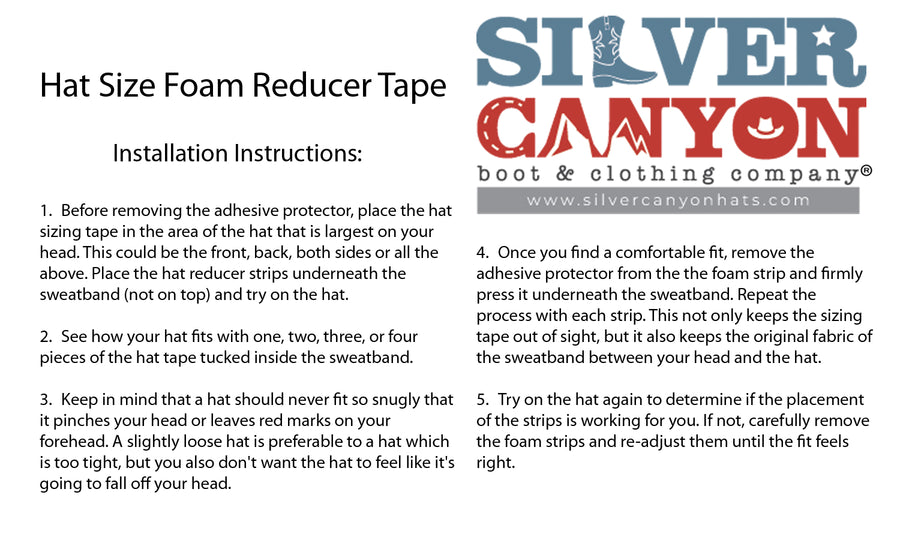 Hat Foam Size Reducer and Resizer Tape, 8-pack (4 Black, 4 White) by Silver Canyon for Cowboy Hats, Fedora, Helmets and Caps